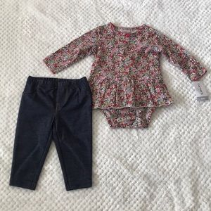 This Cute Floral Onesie Paired with Jean Leggings